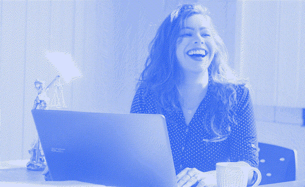 A woman working at a computer